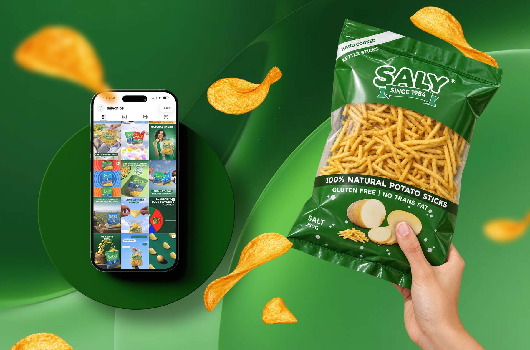 Saly Chips rebranding and chips packaging design by Dcentrify